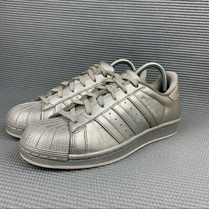 Womens Adidas Originals Superstar Metallic Silver BB8139 Shoes Size 7.5